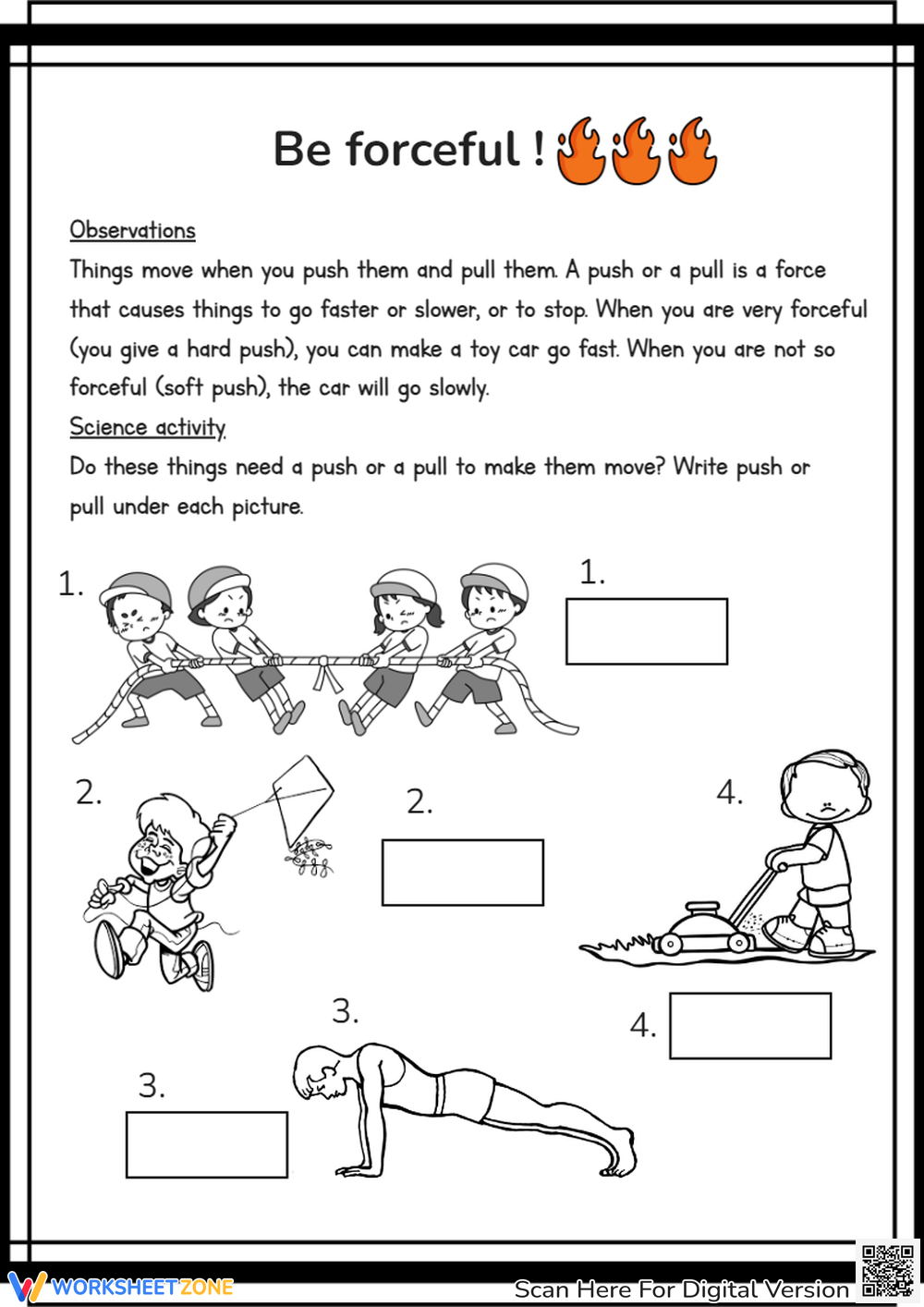 Printable 3rd Grade Push And Pulls Worksheets