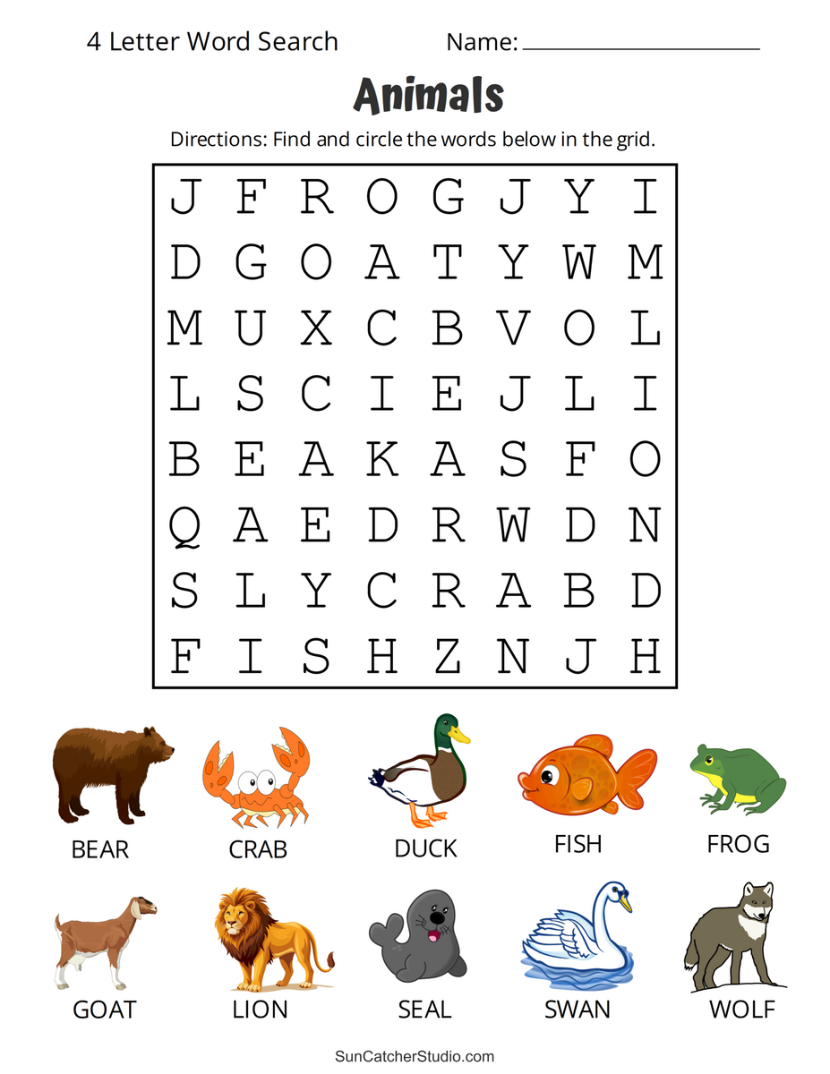 Printable 4 Letter Word Search Puzzles Word Find Free Printables Lettering SVG Files Tools Apps