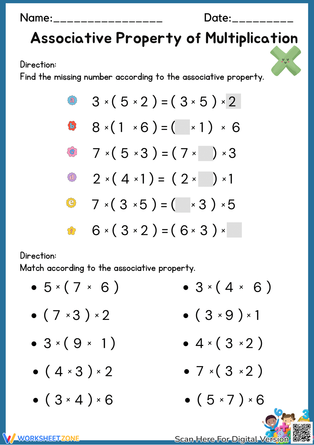 Multiplication Properties Worksheet Worksheets Library