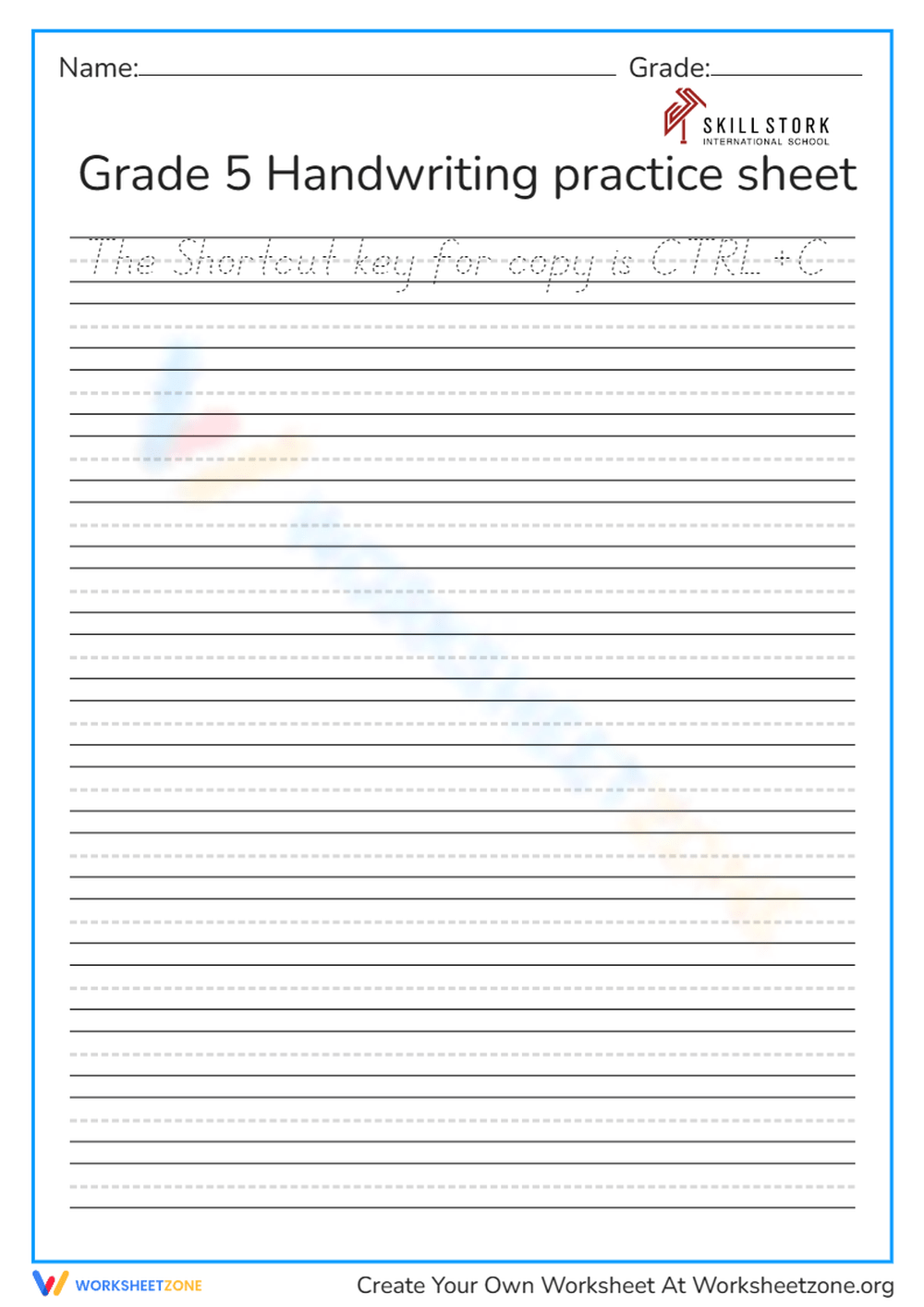 Printable 5th Grade Handwriting Worksheets