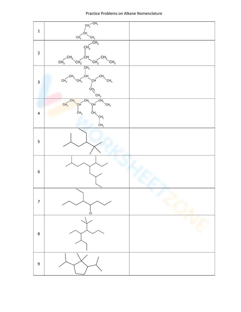 Printable 9th Grade Naming Alkanes Worksheets Printable 9th Grade Naming Alkanes Worksheets