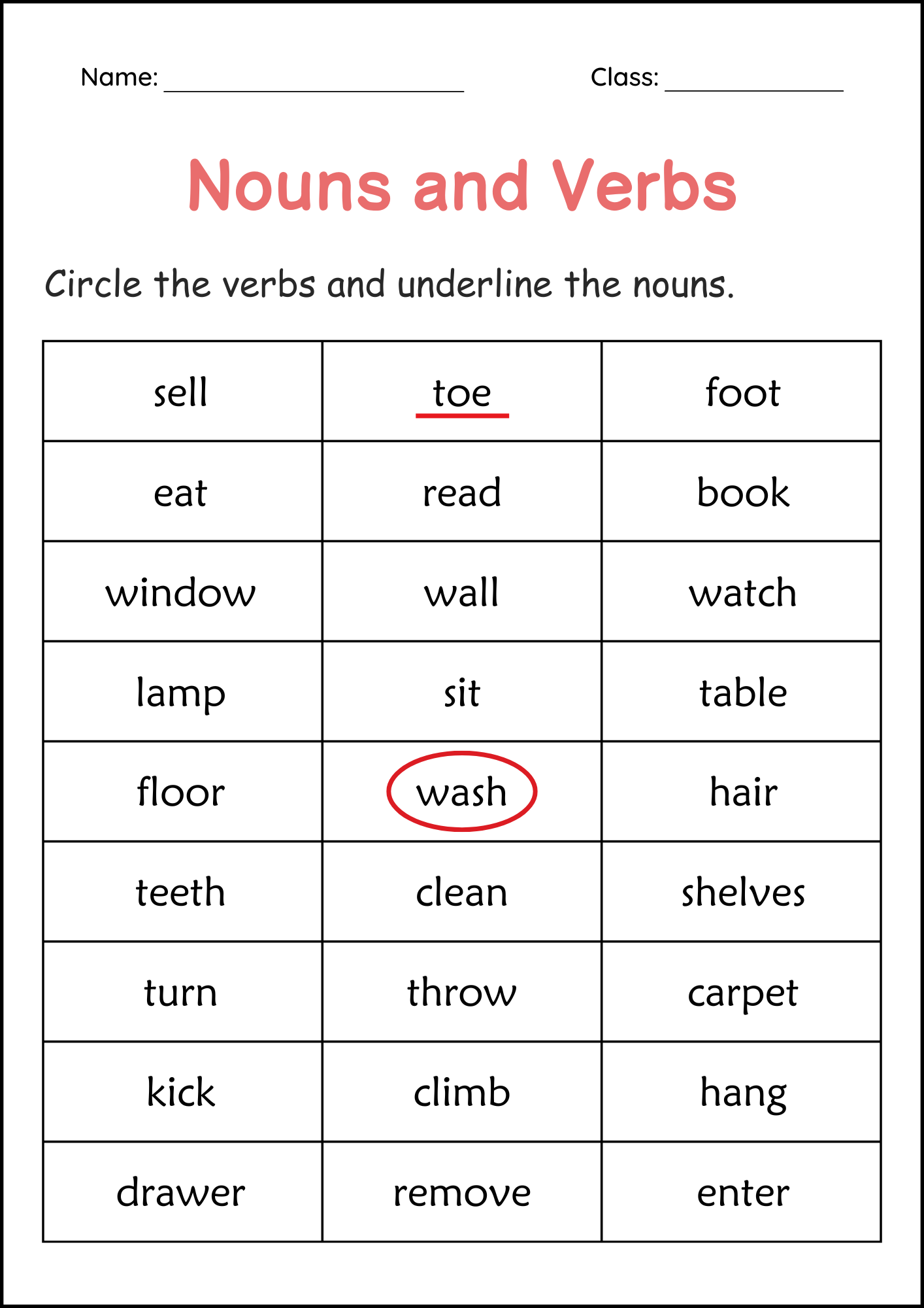 Printable Nouns And Verbs Grammar Worksheets 2nd And 3rd Grade Made By Teachers Identifying Nouns Verbs And Adjectives In Sentences Worksheets Made By Teachers