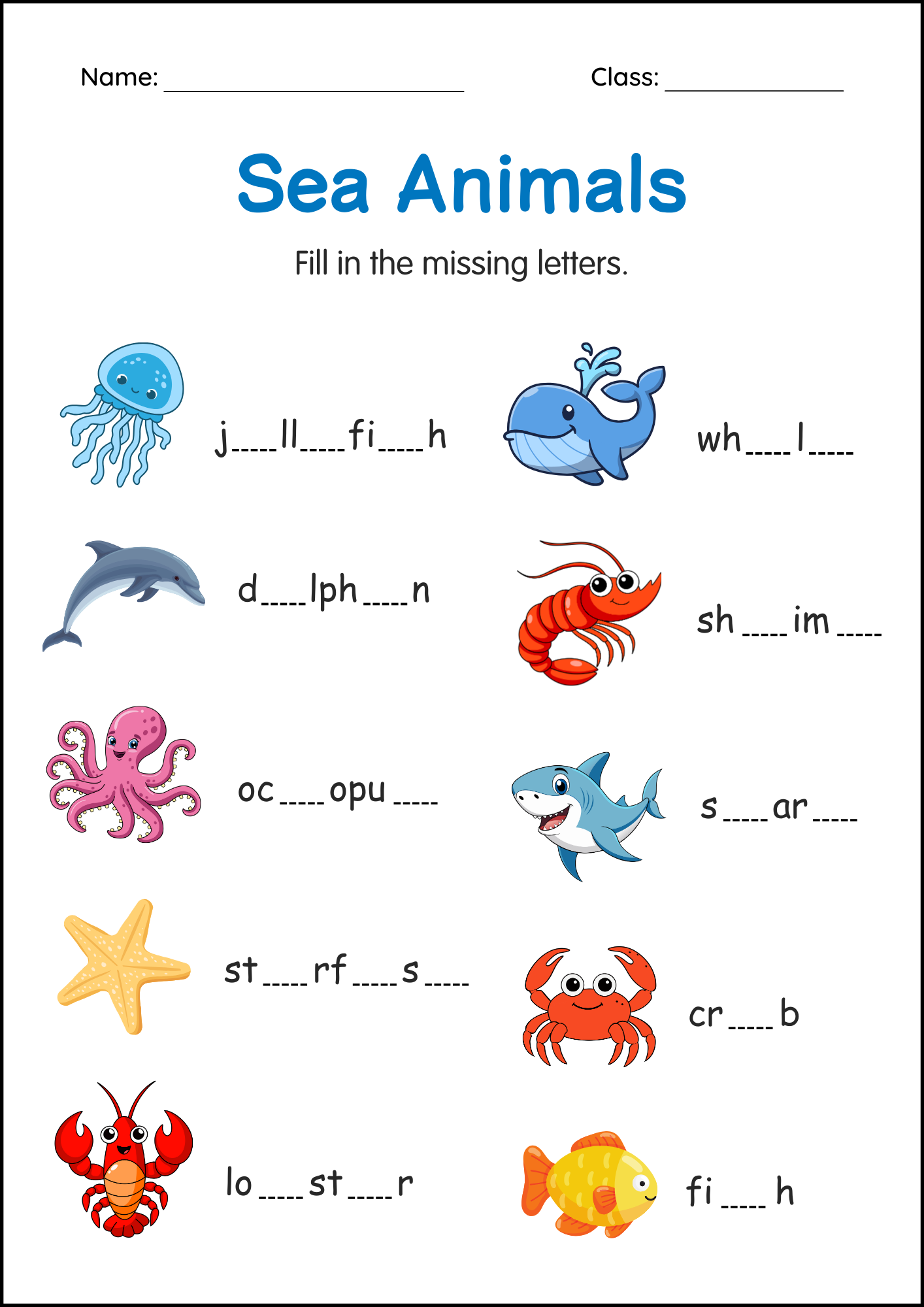 Printable Sea Animals Worksheets Under The Sea Activity For Grade 1 2 3 Made By Teachers