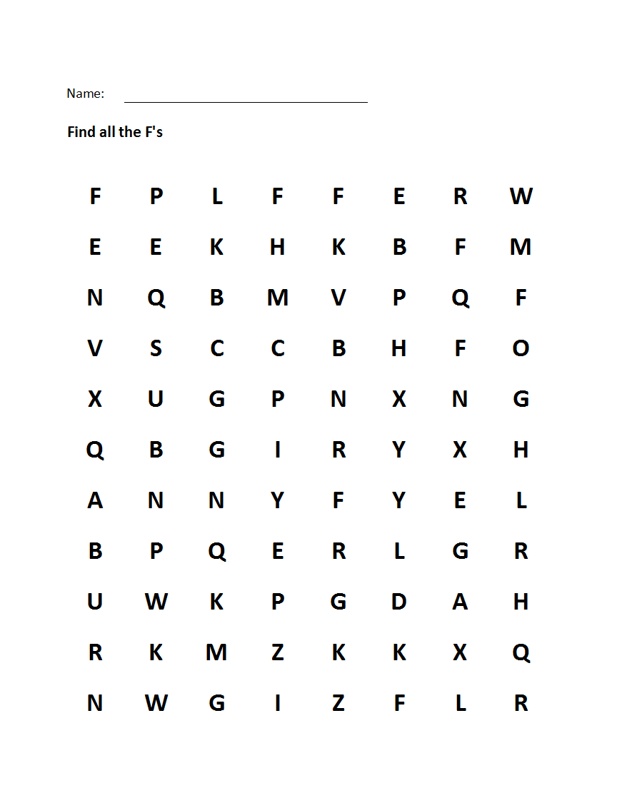 Printable Visual Scanning Letter F Worksheet Visual Discrimination Worksheets FREE PDF Your Therapy Source