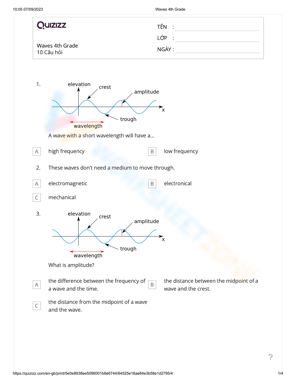 Printable Waves Worksheets Download