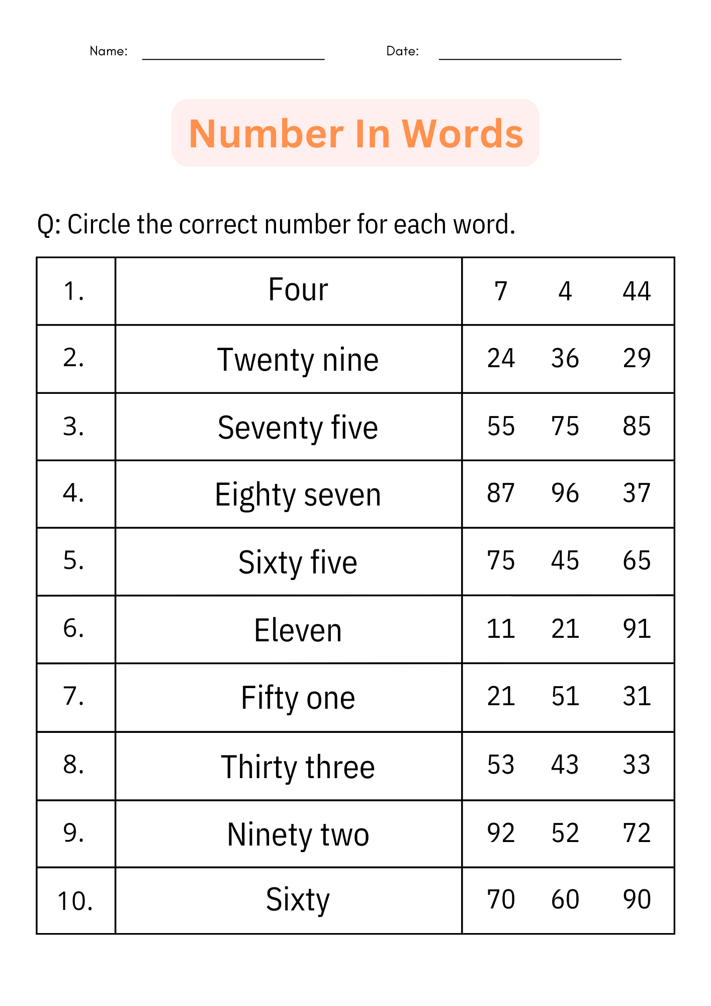 Printable Writing Number Words 1 To 100 Worksheets For Kindergarten Made By Teachers Printable Writing Number Words 1 To 100 Worksheets For Kindergarten Made By Teachers