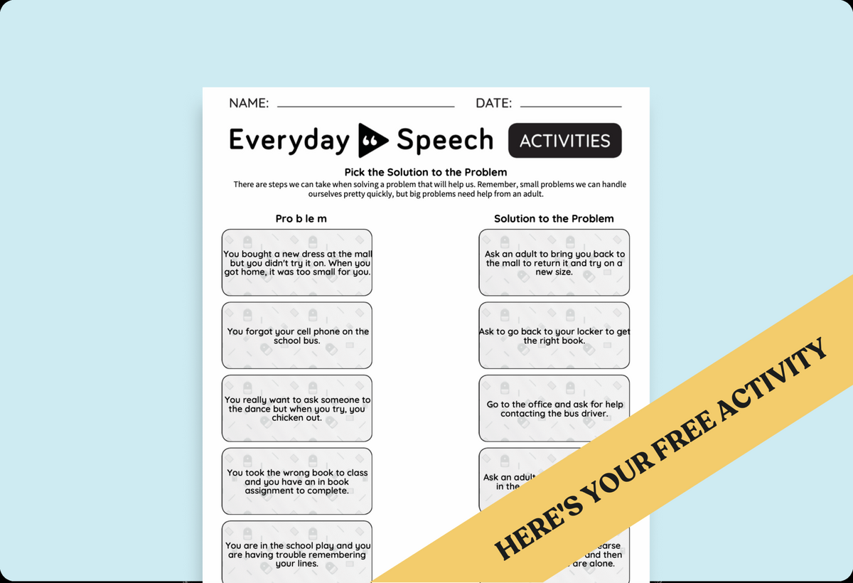 Problem Solving Skills Worksheets To Build Student Confidence And Independence Everyday Speech