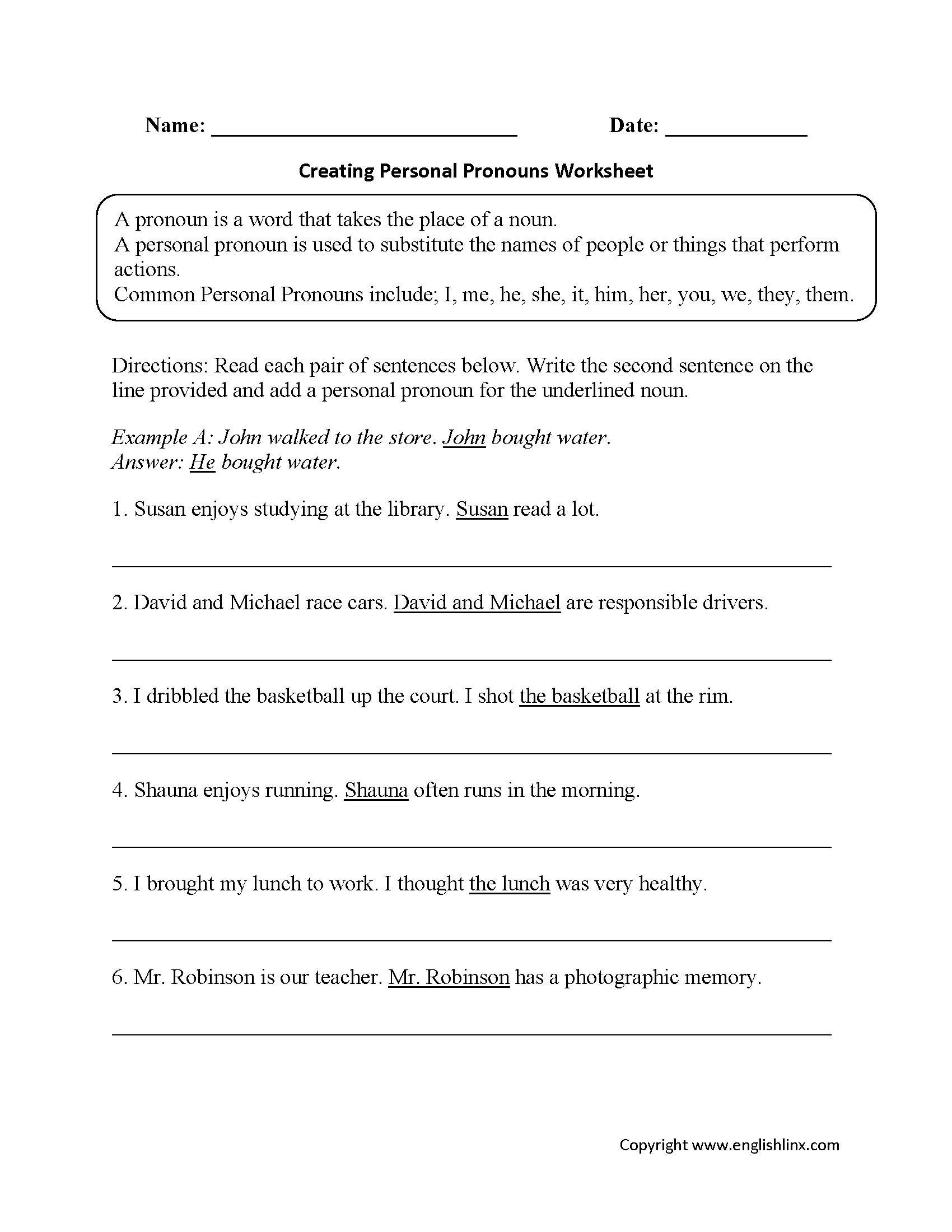 Pronouns Worksheets Personal Pronouns Worksheets Pronouns Worksheets Regular Pronouns Worksheets