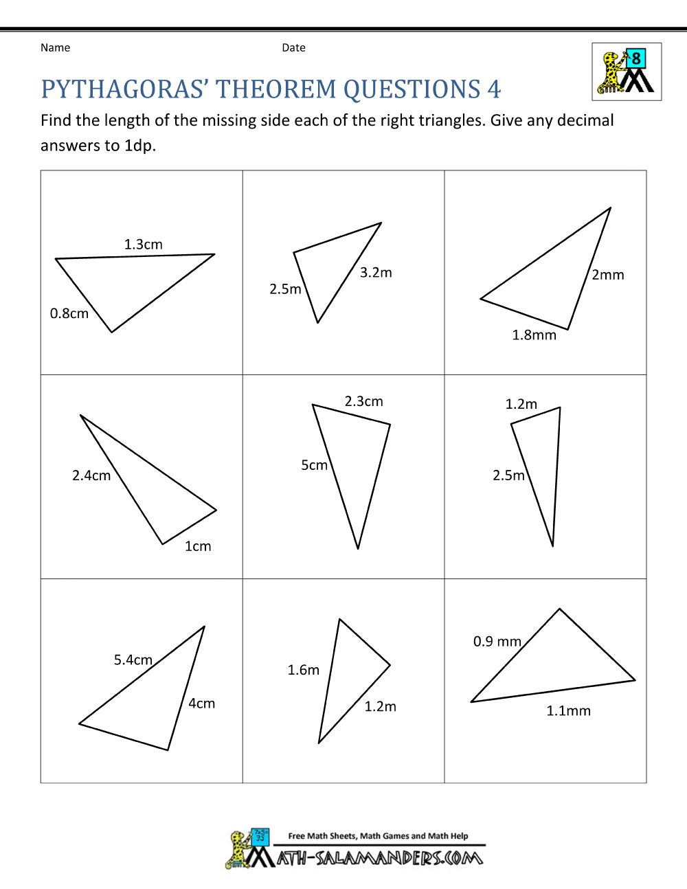 Pythagoras Theorem Questions Pythagoras Theorem Questions
