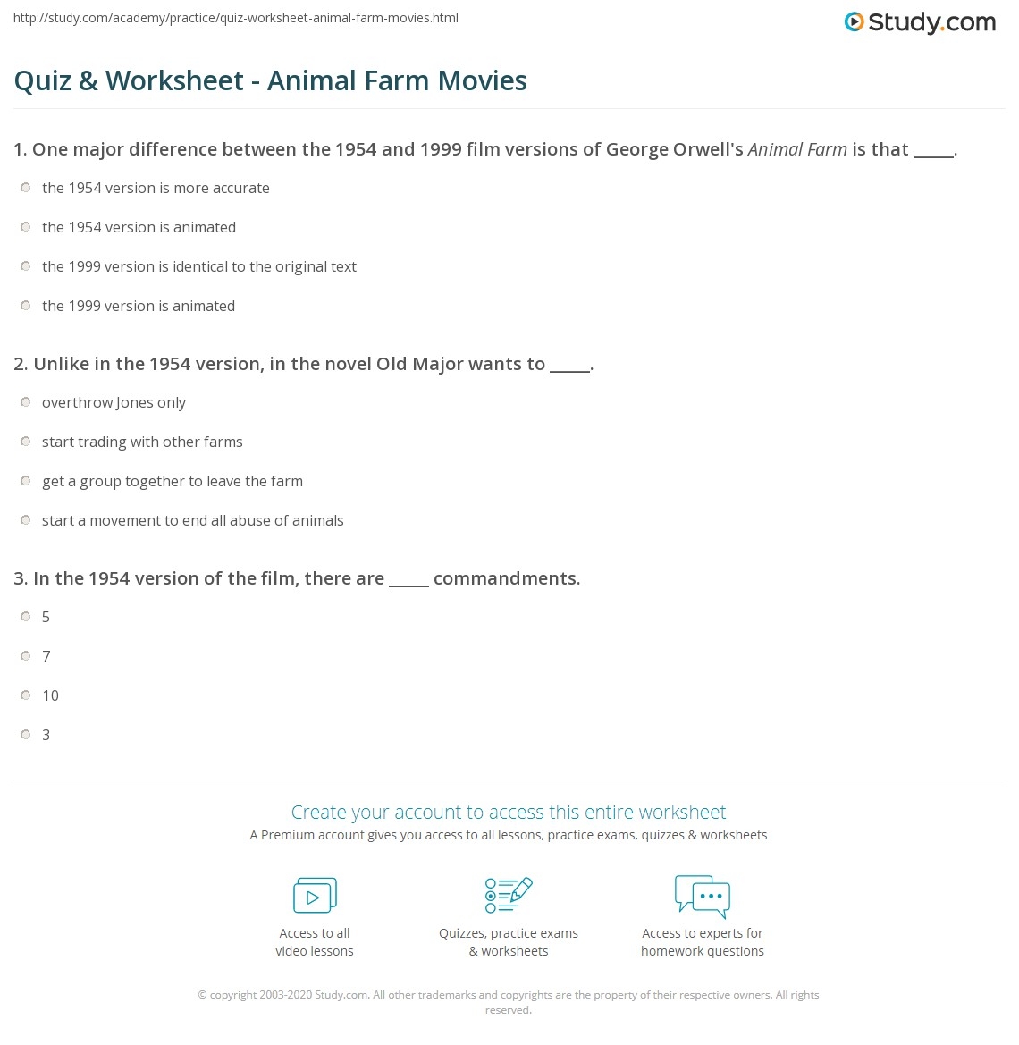 Quiz Worksheet Animal Farm Movies Study Farm Animals Theme NO PREP Worksheets Writing Craft Activities Math ELA Farmer Classful