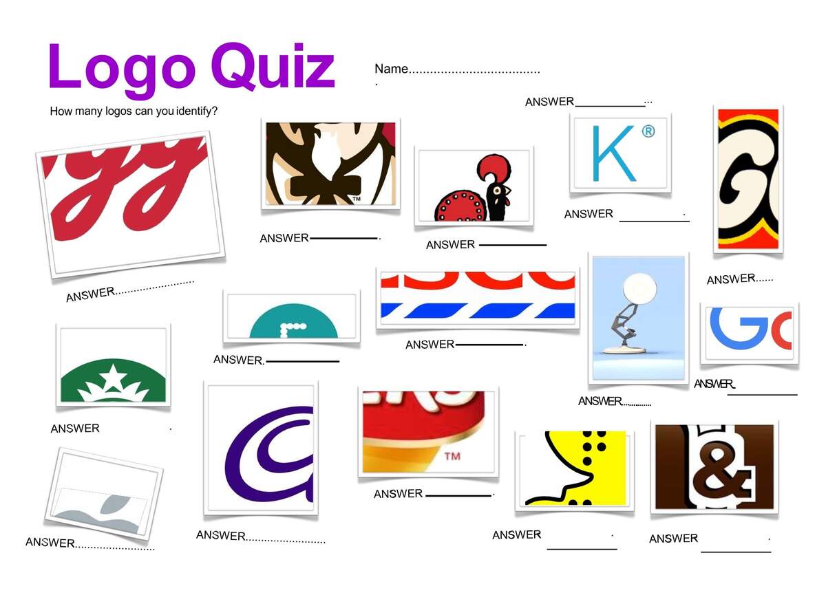 Quiz Worksheet Name The Logo Quiz With Answers Quiz Worksheet Name That Logo Quiz And Answers