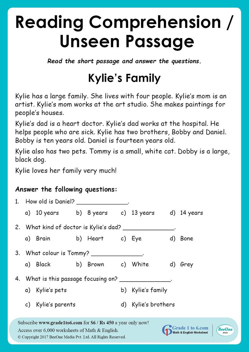 Reading Comprehension Grade 3 Grade1to6