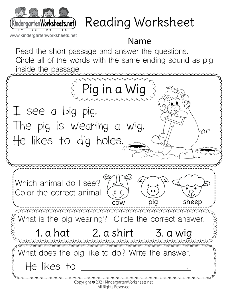 Kindergarten Reading Comprehension Worksheets Superstar Worksheets