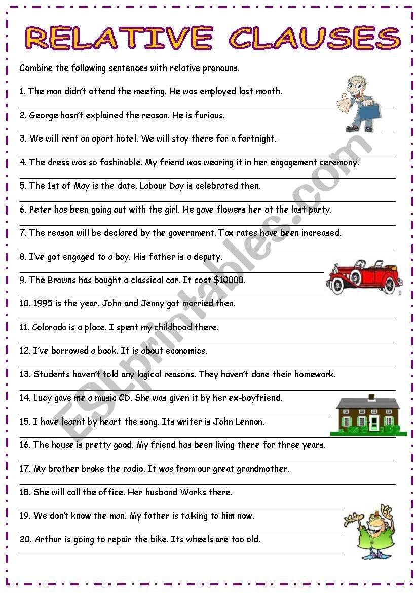 Relative Adjective Clauses ESL Worksheet By Bburcu Worksheets Library