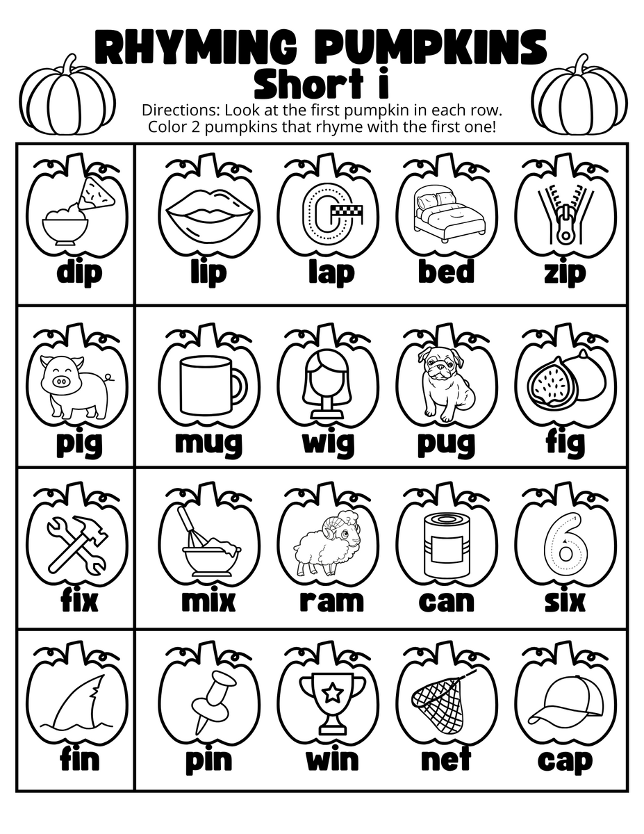 Rhyming Pumpkins Short Vowels 5 Worksheets Included PDX Reading Specialist Rhyming Pumpkins Short Vowels 5 Worksheets Included PDX Reading Specialist