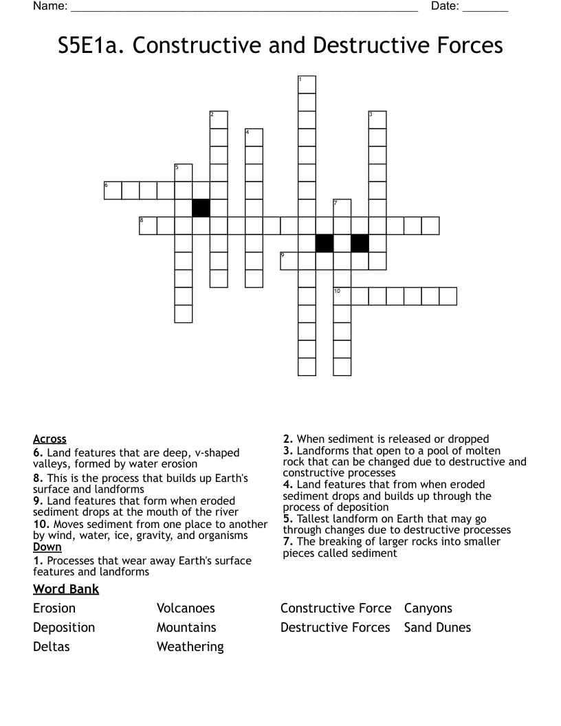 S5E1a Constructive And Destructive Forces Crossword WordMint S5E1a Constructive And Destructive Forces Crossword WordMint