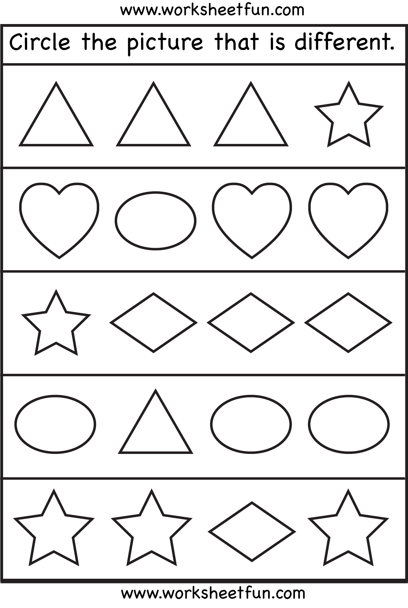 Same Or Different Worksheet Free Printable Worksheets