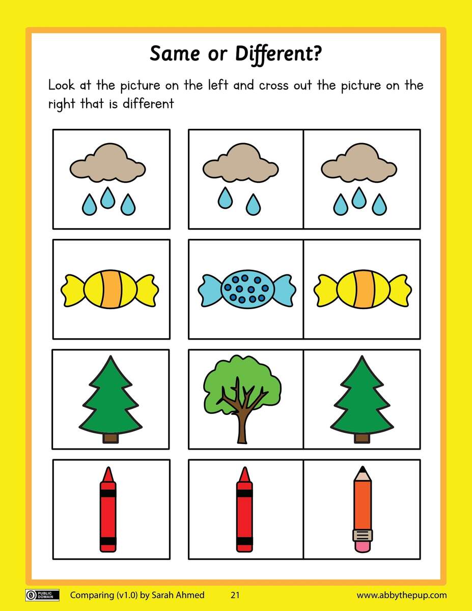 Same Or Different Worksheet Free Printable Worksheets
