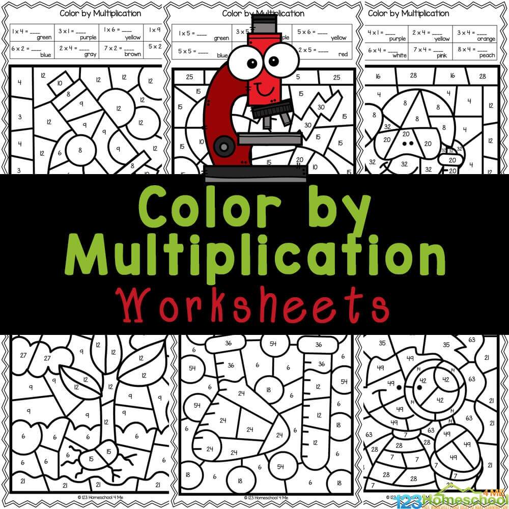 Science Themed Multiplication Color By Number Worksheets Color By Multiplication Fun Free Printable Worksheets For Kids PDF