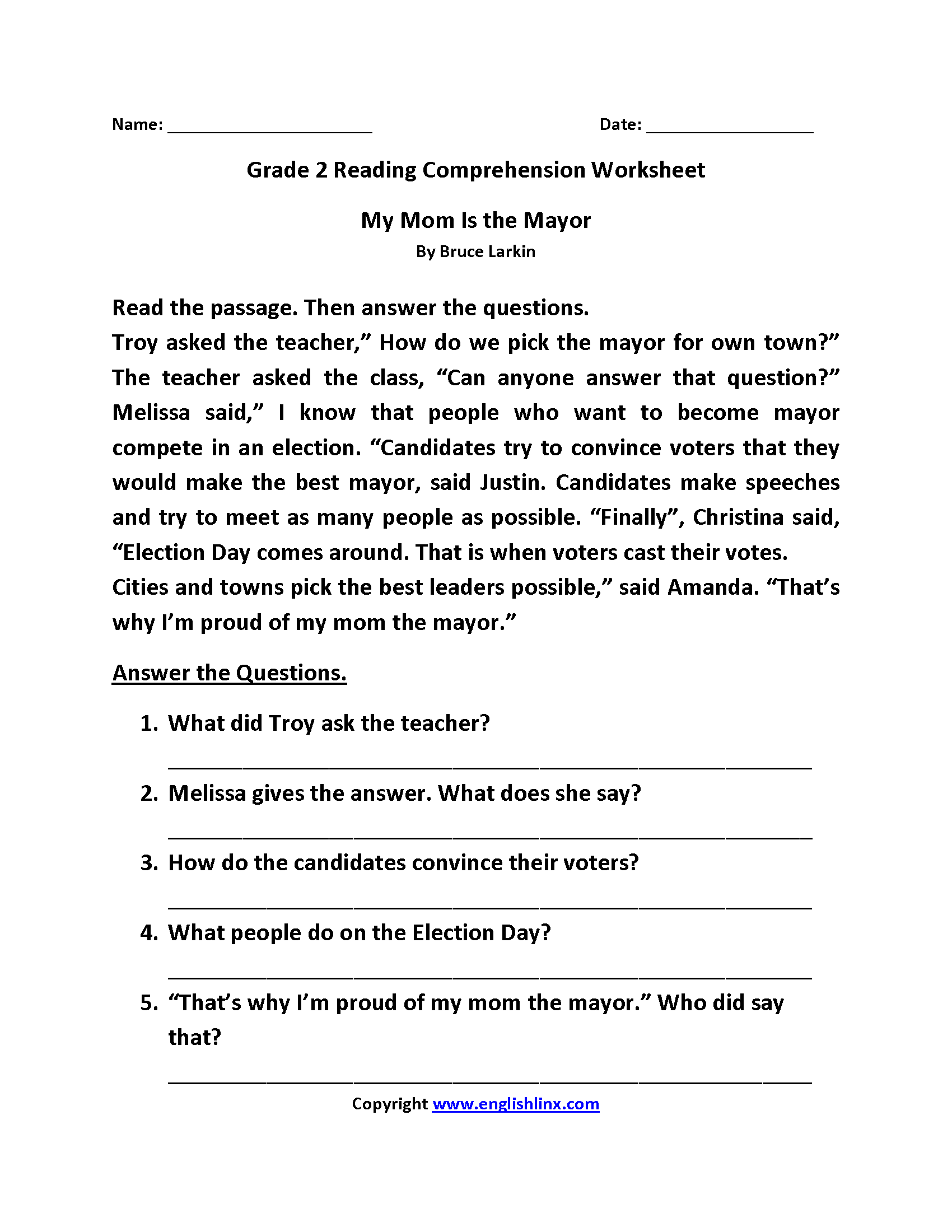 Free Printable 2nd Grade Reading Worksheet Templates Canva