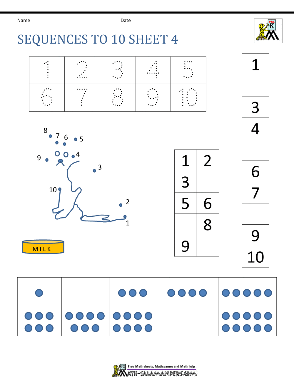 Sequencing To 10 Worksheets