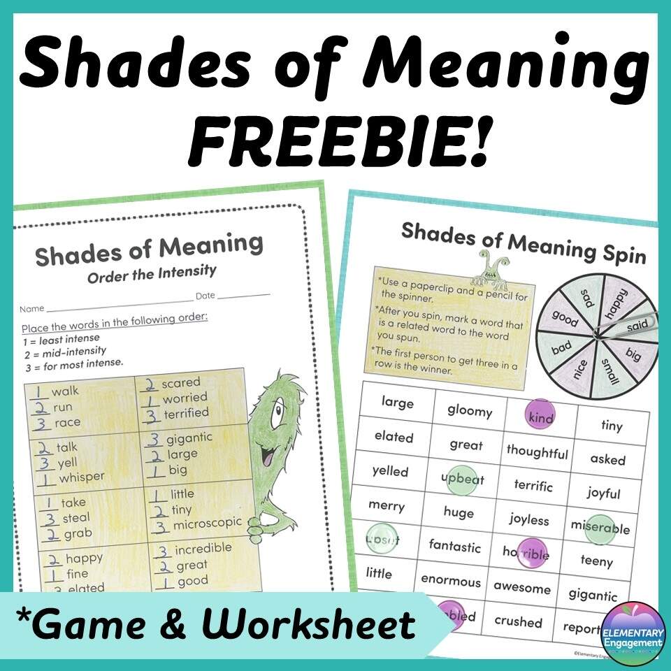 Shades Of Meaning Free Game Plus Print And Digital Worksheet Made By Teachers