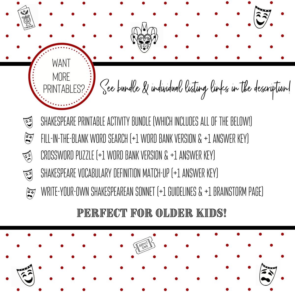 Shakespeare Sonnet Activity Write Your Own Sonnet Printable Etsy