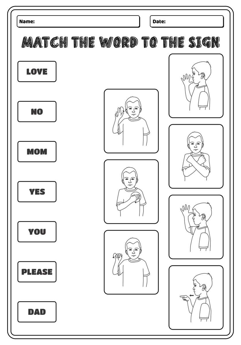 Sign Language Words Worksheets 10 Free PDF Printables Printablee Sign Language Words Worksheets 10 Free PDF Printables Printablee