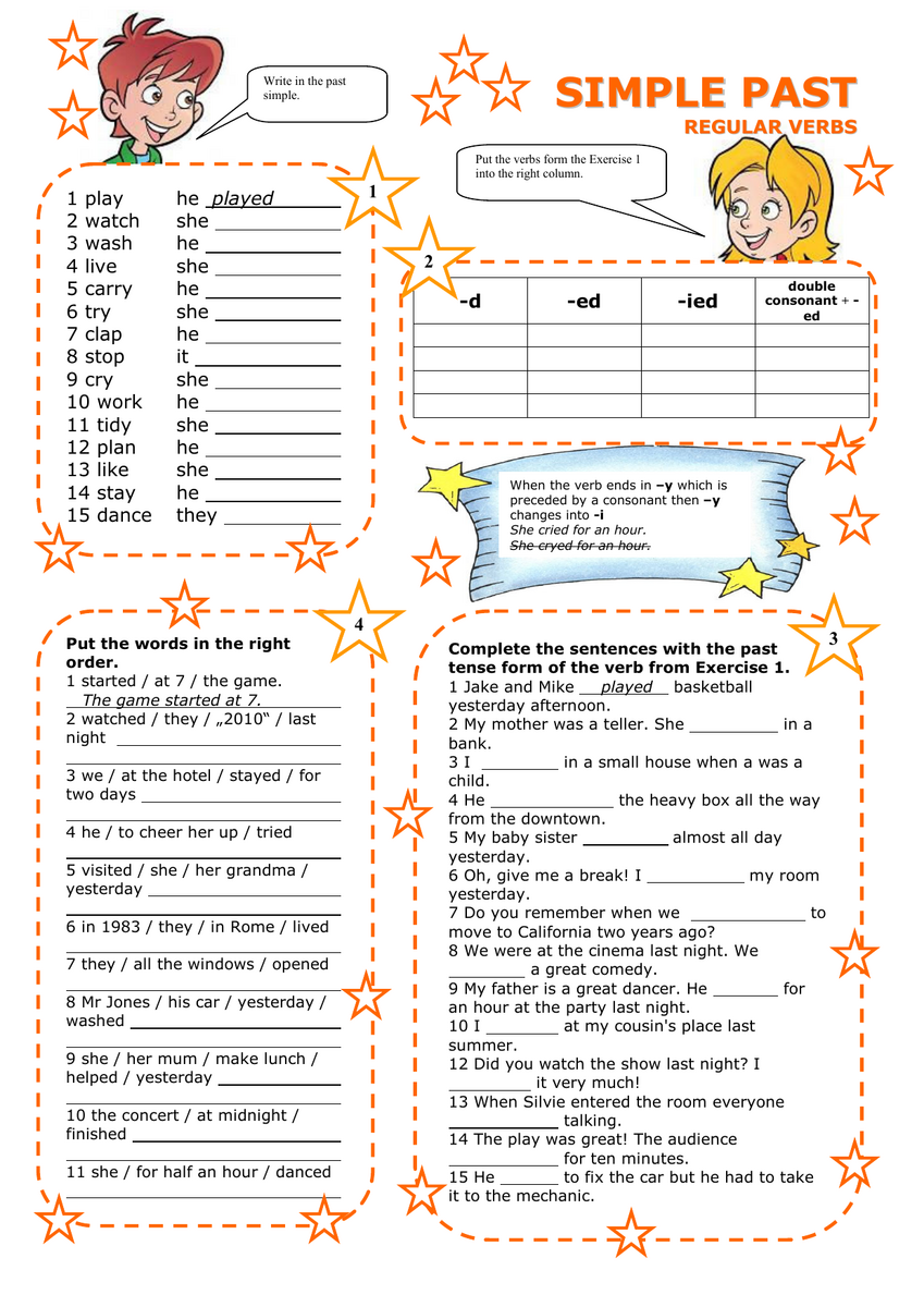 Simple Past Tense Worksheet Regular Verbs Practice