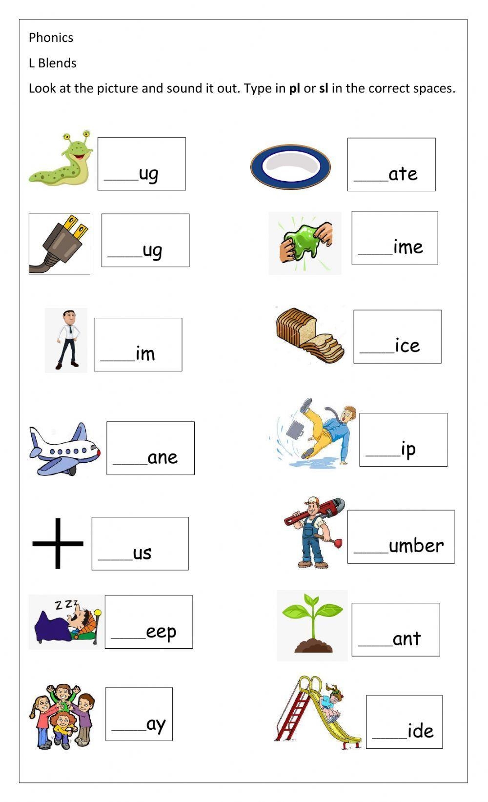 Sl Pl Blends Worksheet Worksheets Library