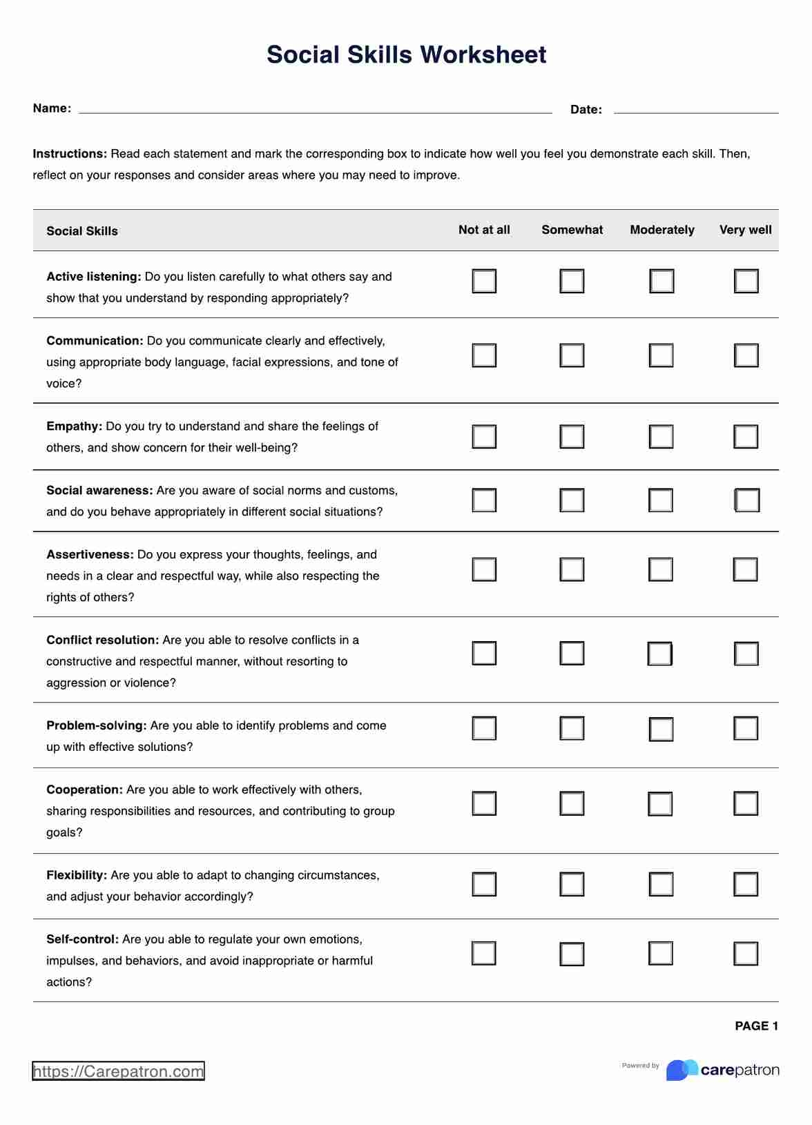 Social Skills Worksheet Free Social Skills Worksheets 2026