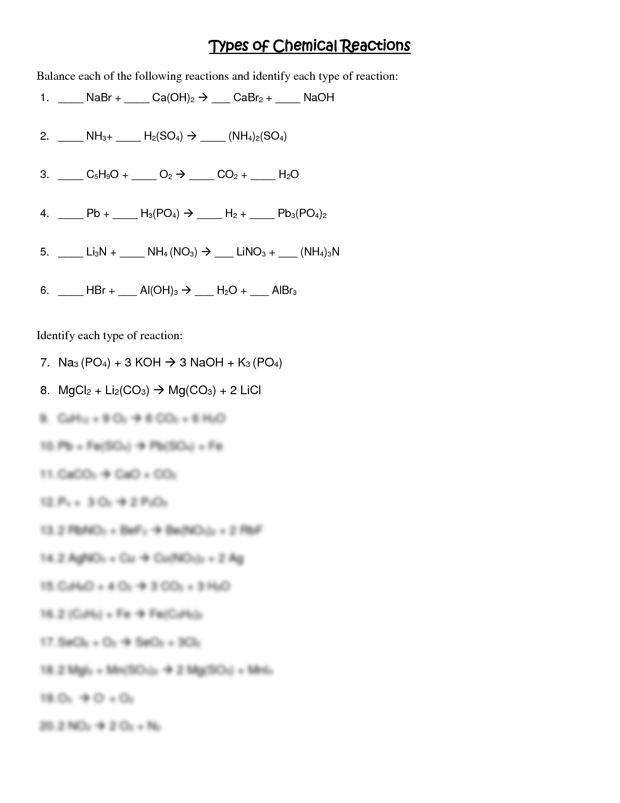 SOLUTION Types Of Reactions Worksheet Chemistry Notes High Worksheets Library SOLUTION Types Of Reactions Worksheet Chemistry Notes High Worksheets Library