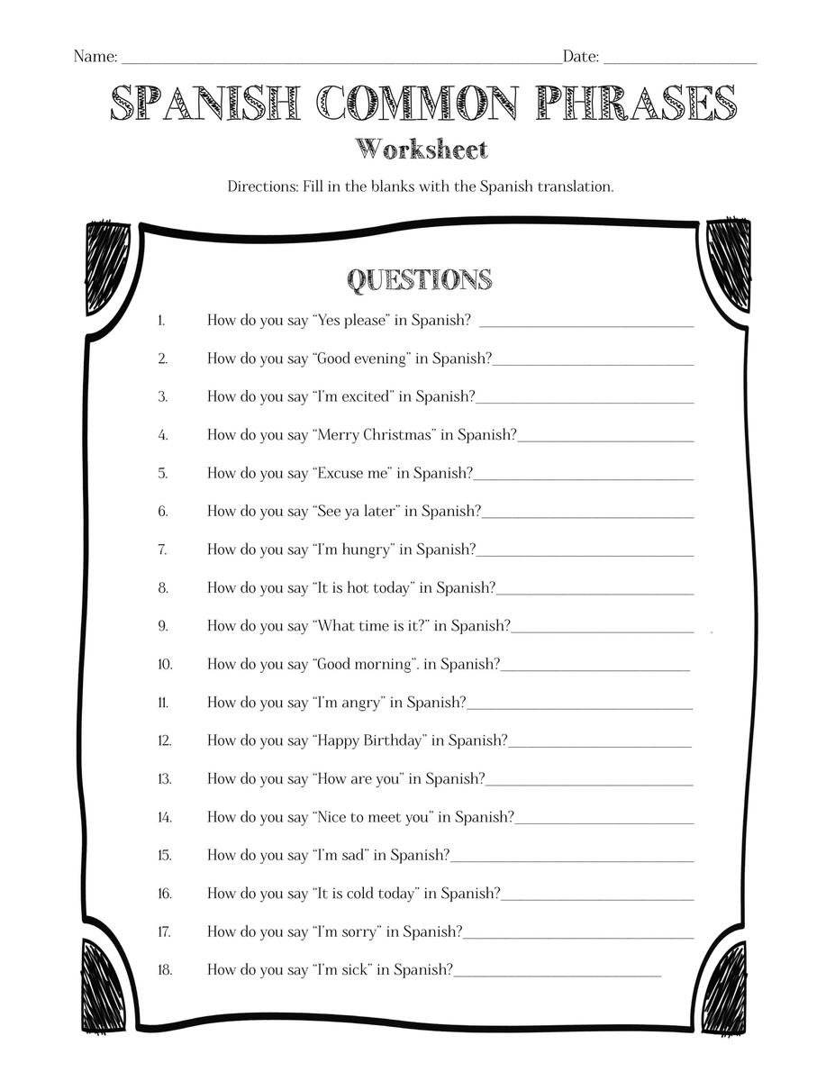 Spanish Common Phrases Information Sheet Worksheet And Answer Key Made By Teachers Spanish Common Phrases Information Sheet Worksheet And Answer Key Made By Teachers