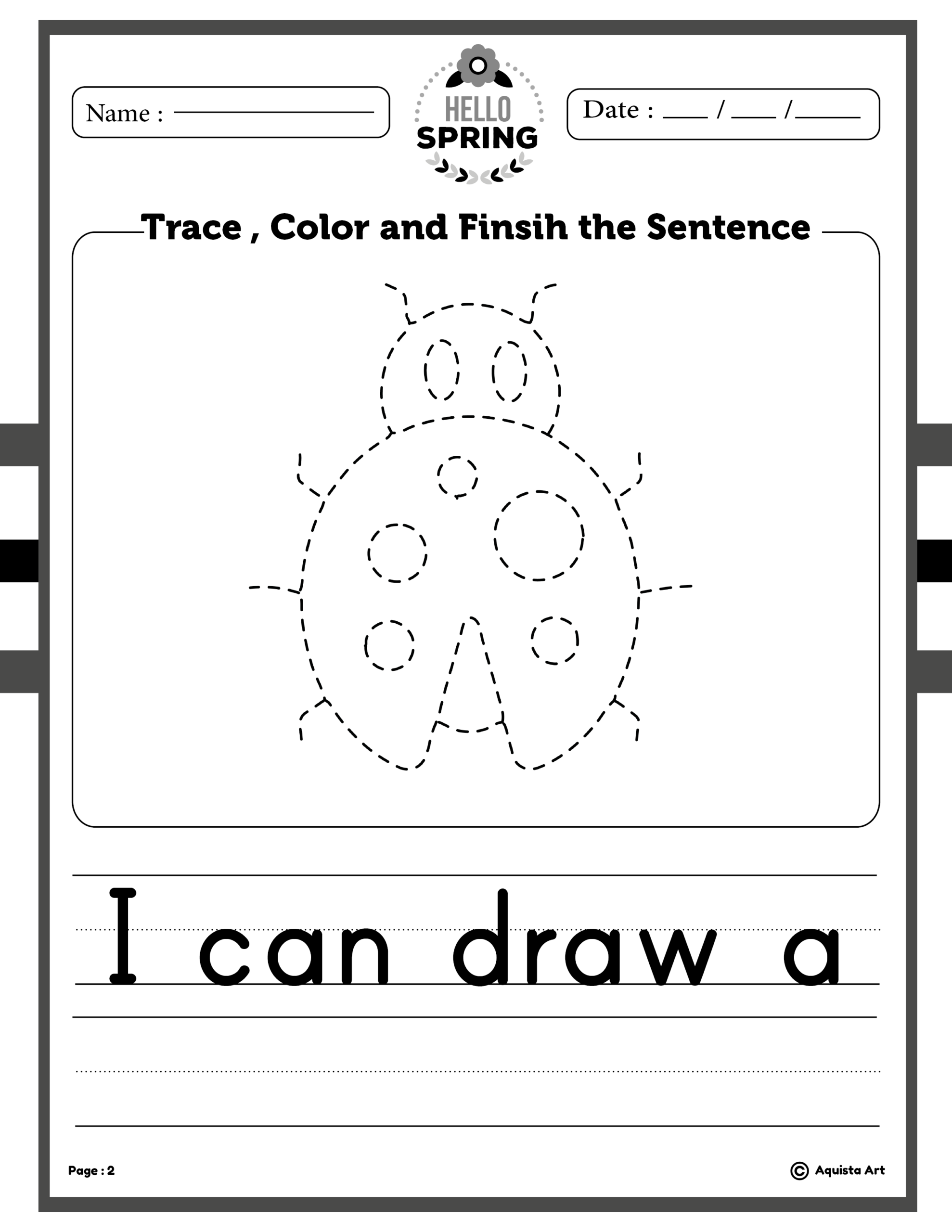 Spring Trace Colore Finsih The Sentence Worksheets Made By Teachers