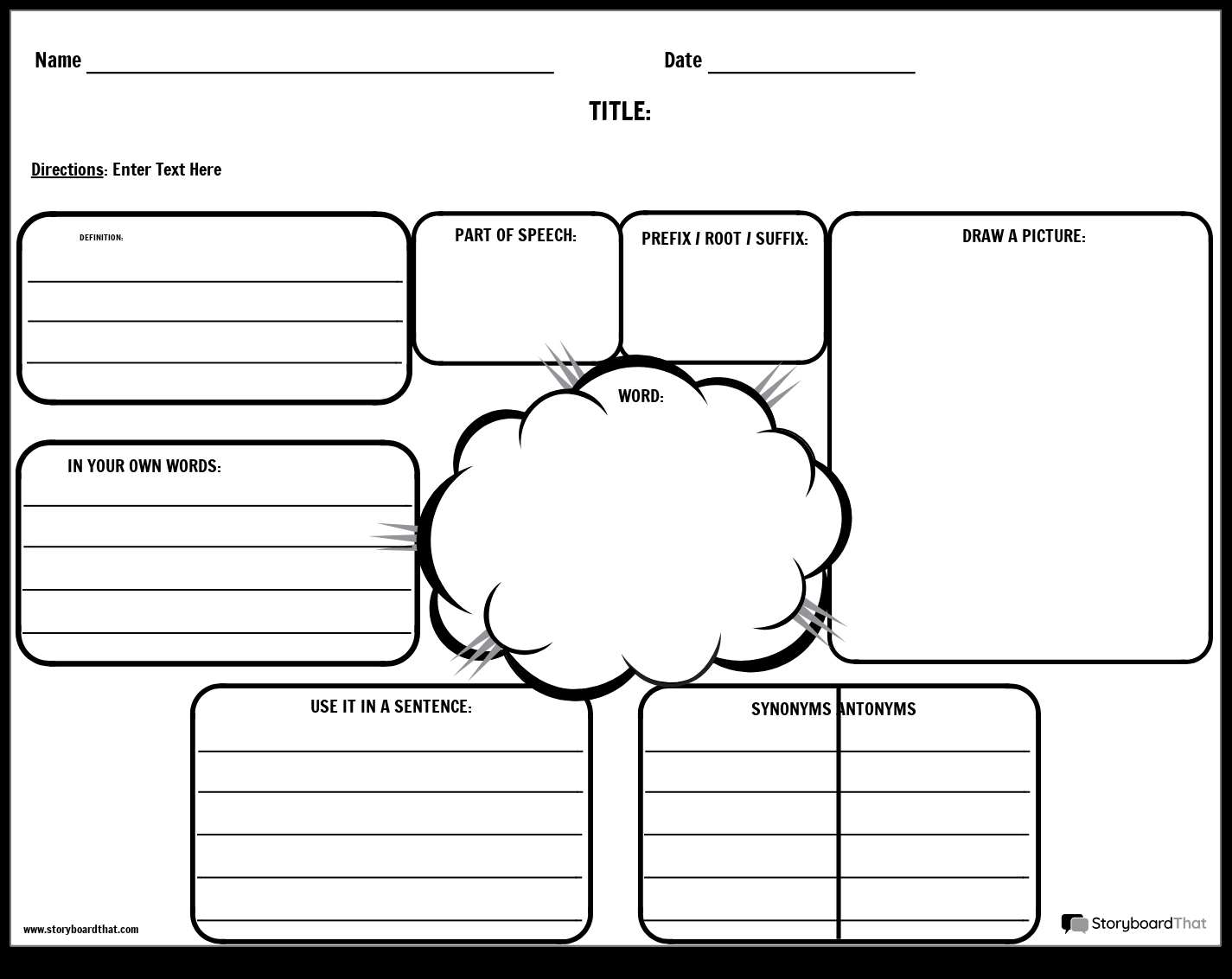 Storyboard That Free Vocabulary Worksheet Templates