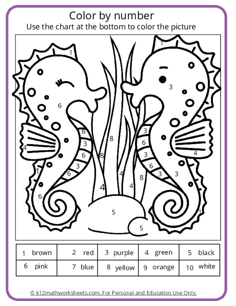 Addition Color By Number Worksheets Nature Inspired Learning