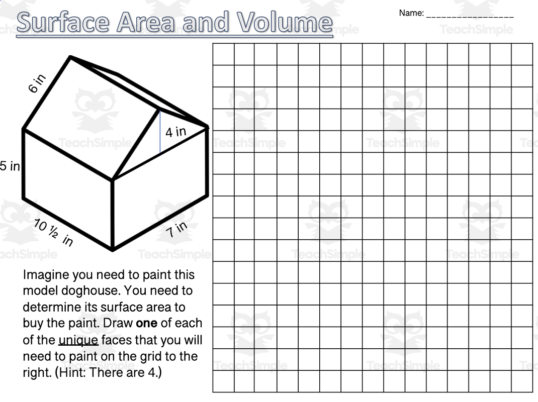Surface Area Worksheet And Volume Calculations Real Life Math By Teach Simple