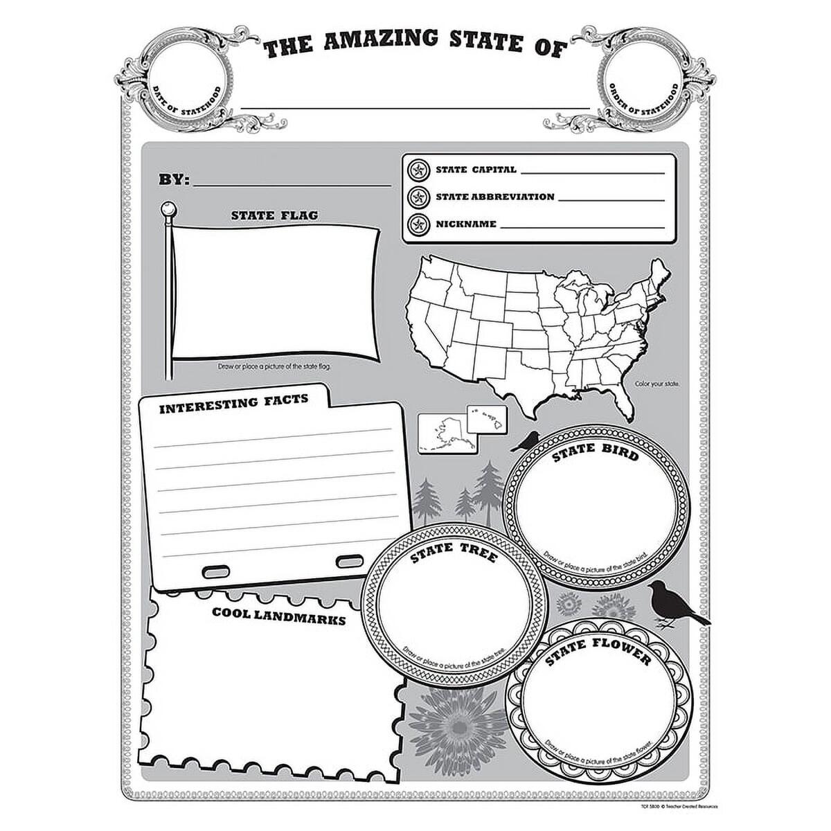 Teacher Created Resources Amazing State Poster Pack 32 Sheets Walmart