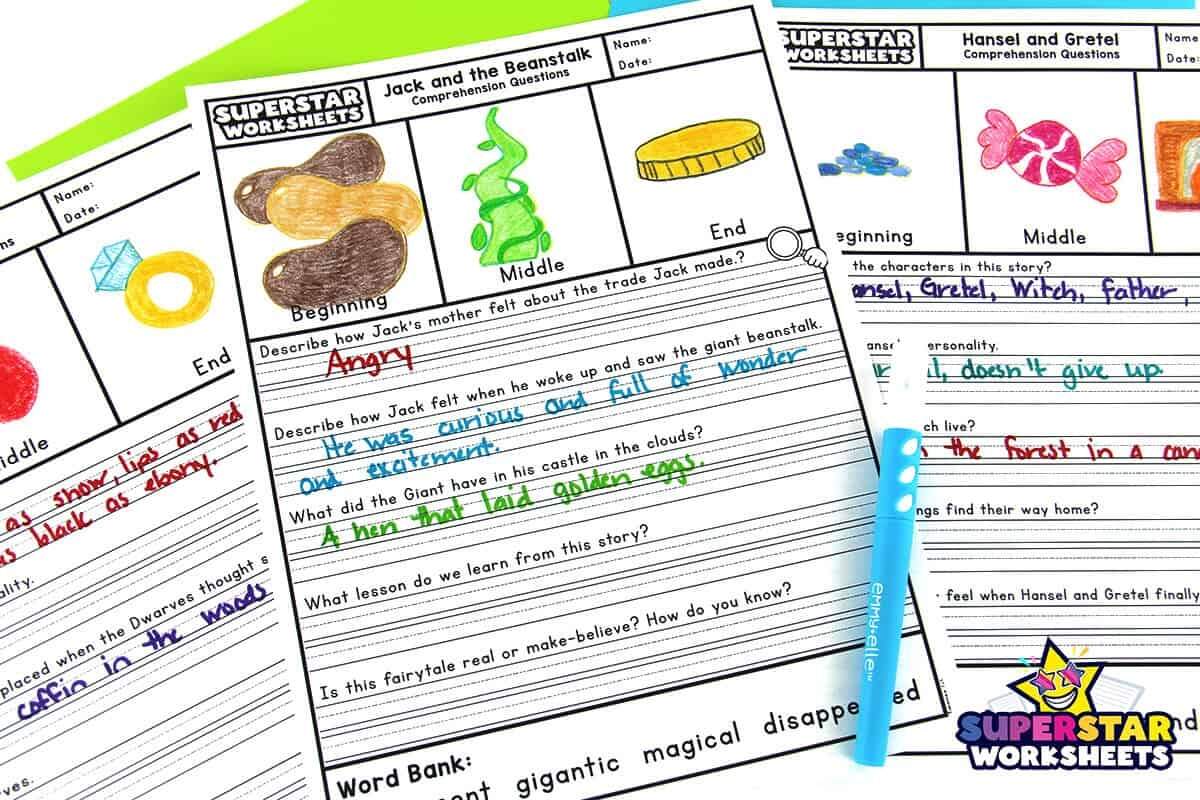 Third Grade Reading Comprehension Superstar Worksheets