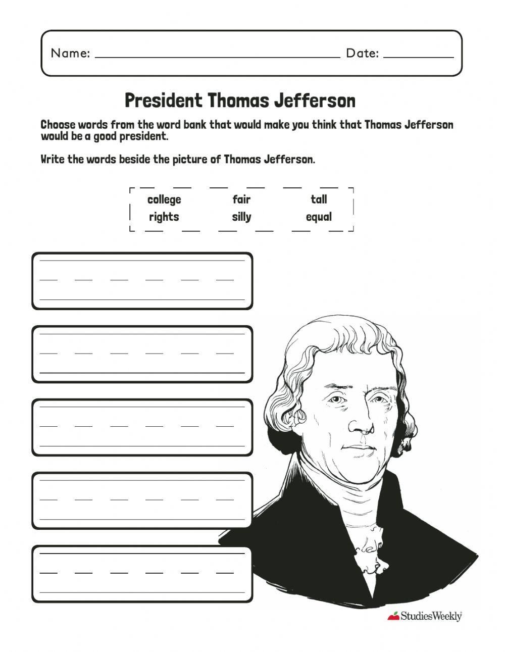 Thomas Jefferson Online Exercise For Worksheets Library Thomas Jefferson Online Exercise For Worksheets Library