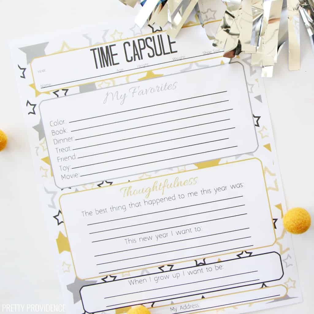 Time Capsule Questions Printable New Years Activities For Kids Time Capsule Questions Printable New Years Activities For Kids