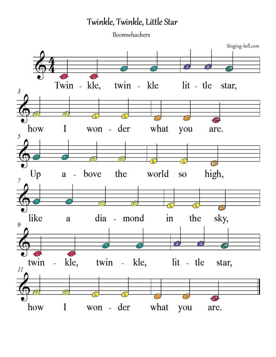 Twinkle Twinkle Little Star Boomwhackers Sheet Music Twinkle Twinkle Little Star Boomwhackers Sheet Music