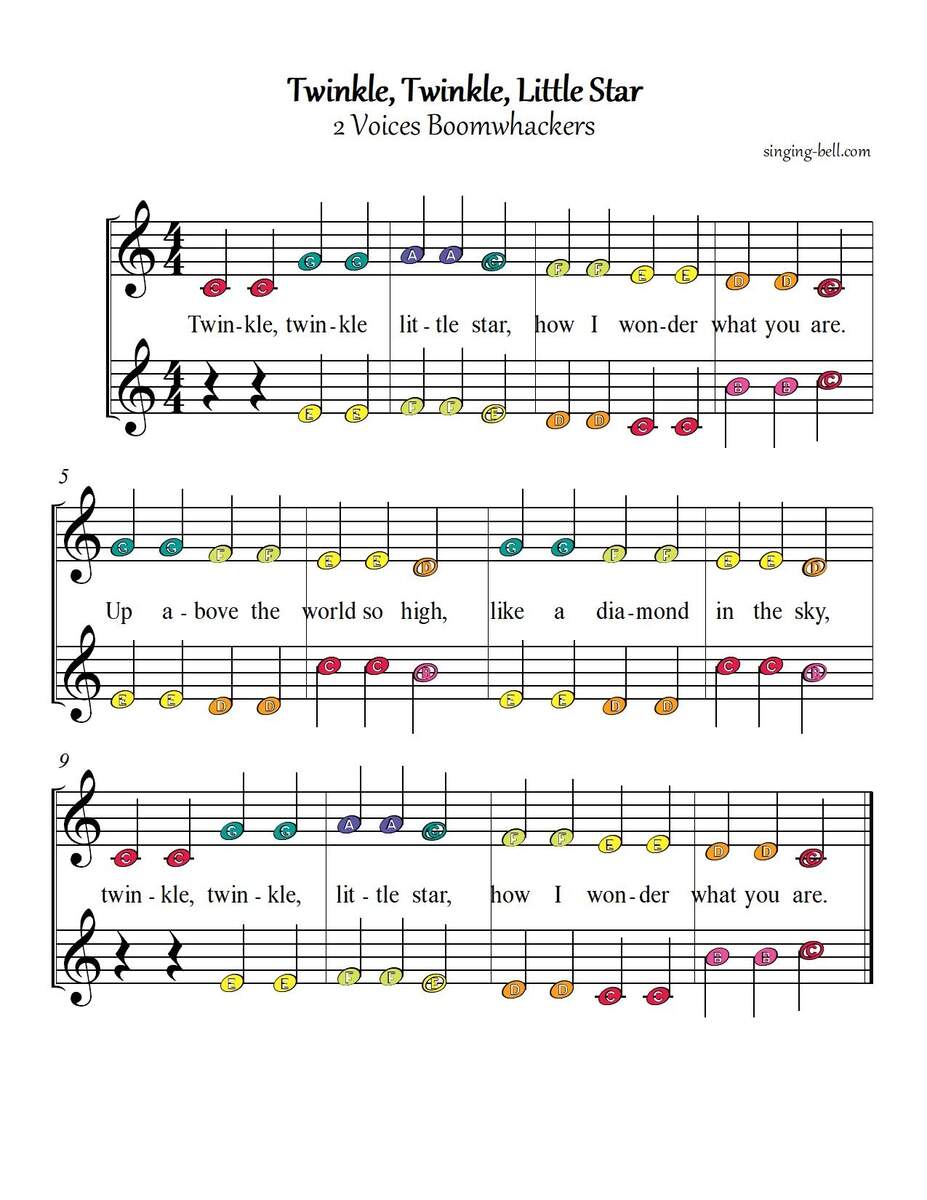 Twinkle Twinkle Little Star Boomwhackers Sheet Music Twinkle Twinkle Little Star Boomwhackers Sheet Music