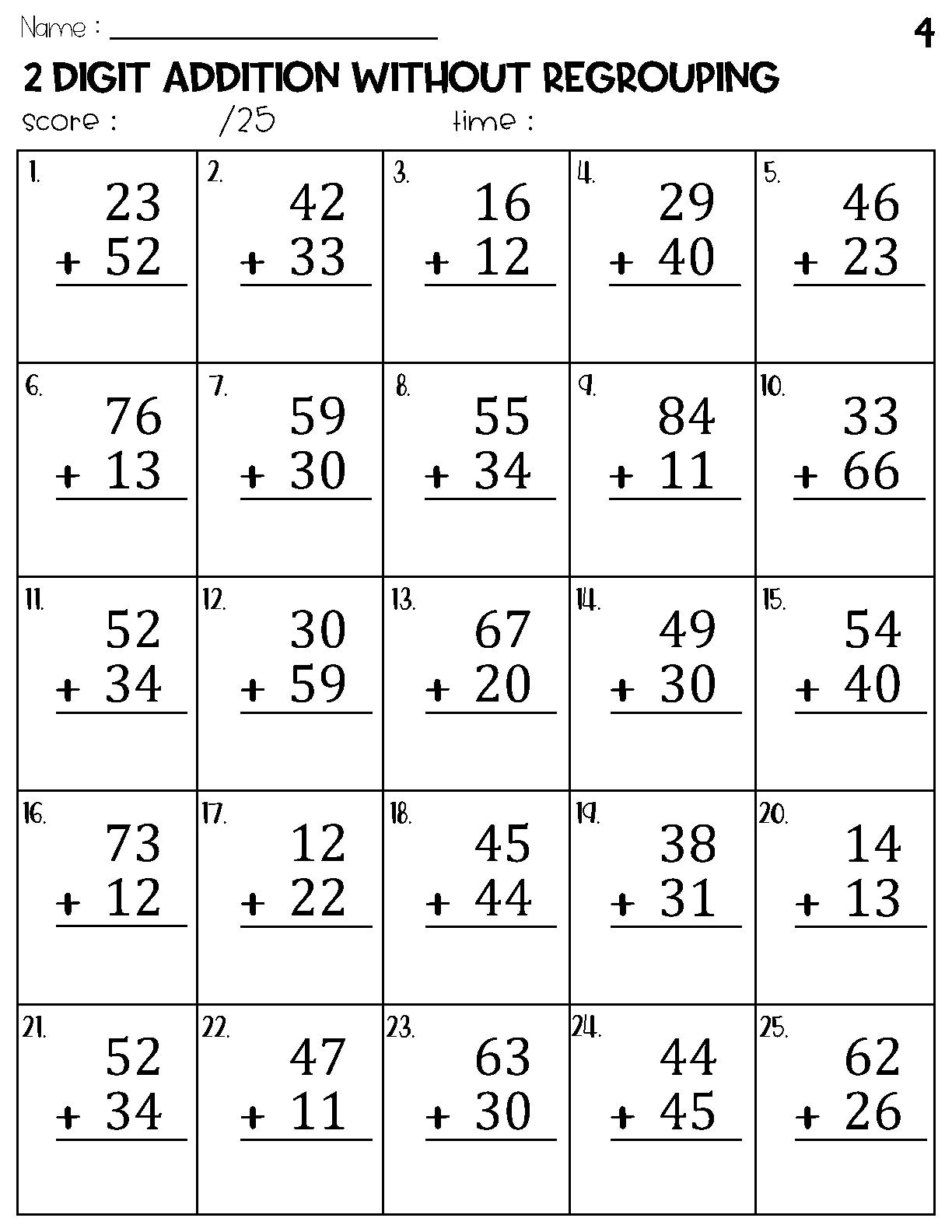 Two Digit Addition Worksheets Printable 2 Digit Problems Free Printables Lettering SVG Files Tools Apps