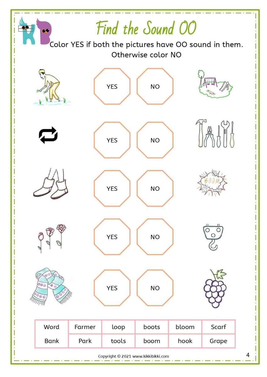 Two Sounds For OO Worksheet Free Printable PDF For Children Worksheets Library