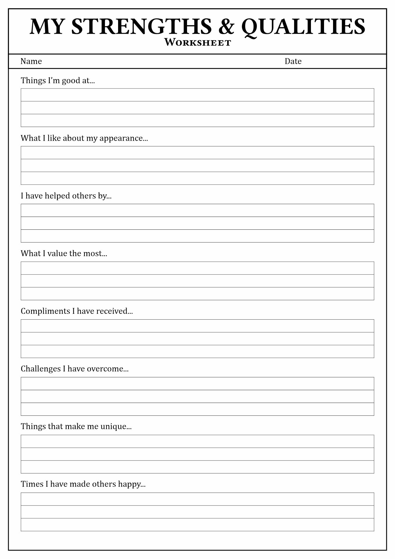 Unleash Your Potential Discovering Your Strengths Worksheet Unleash Your Potential Discovering Your Strengths Worksheet