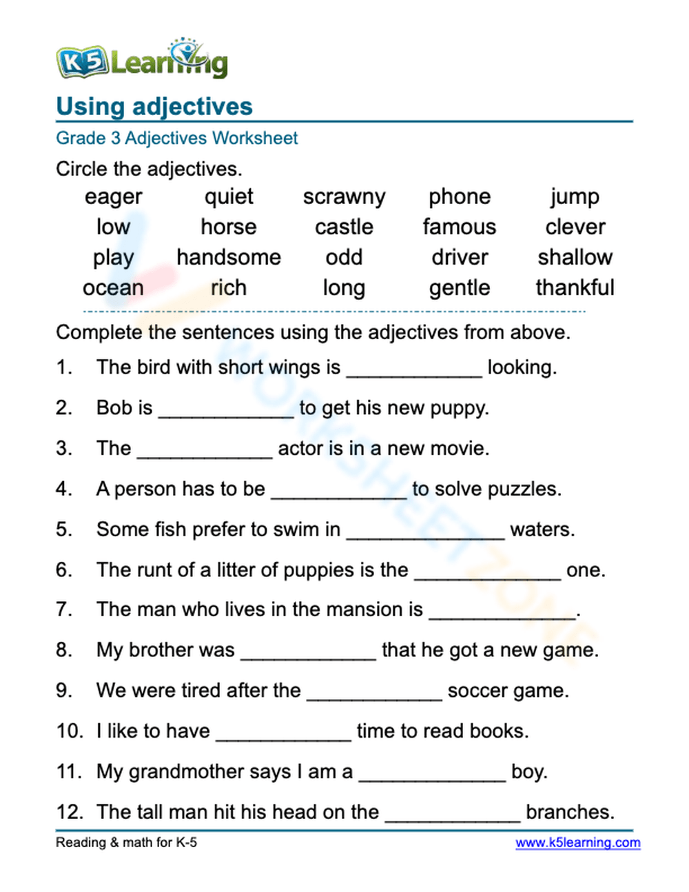 Using Adjectives 5 Worksheet Worksheets Library Using Adjectives 5 Worksheet Worksheets Library