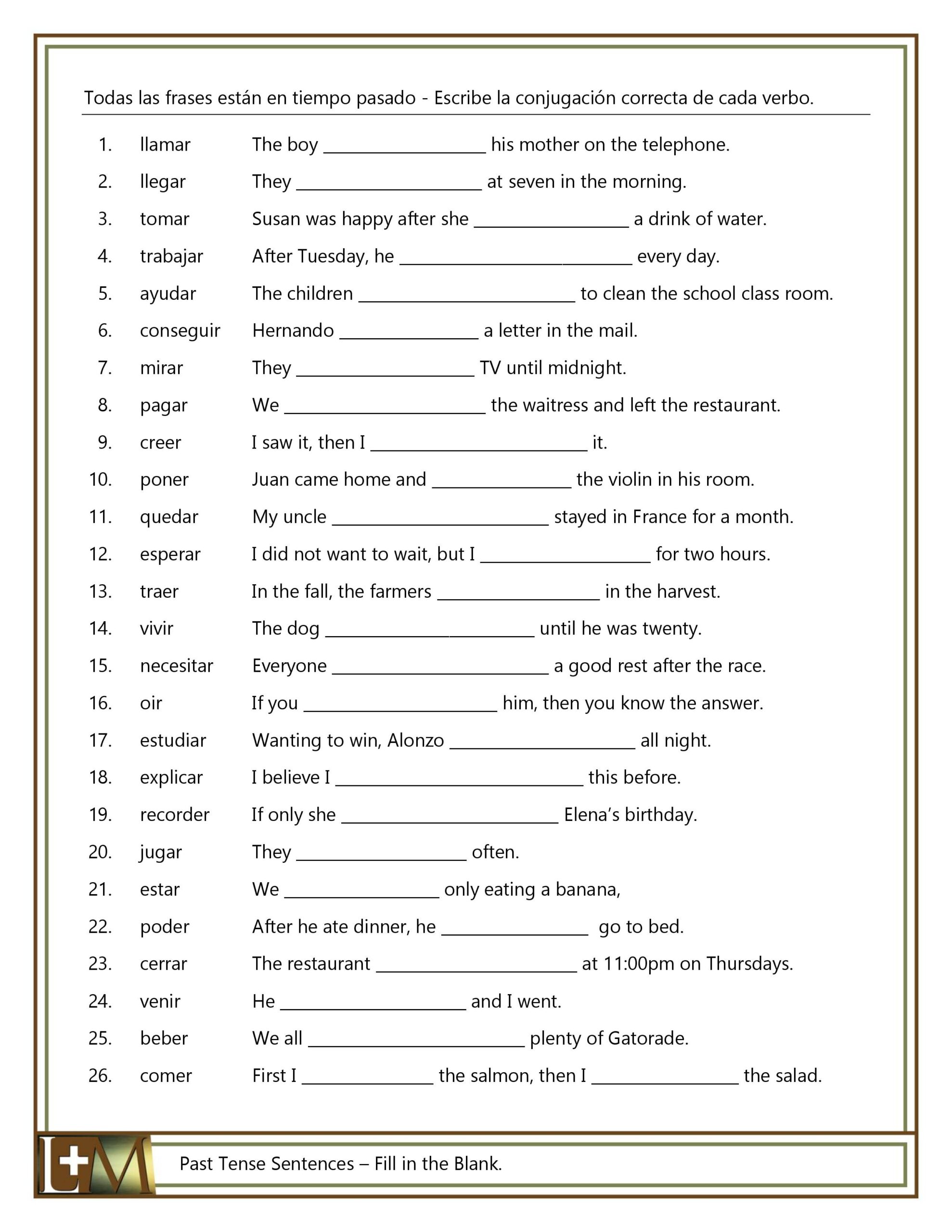 Verbs Worksheets Library