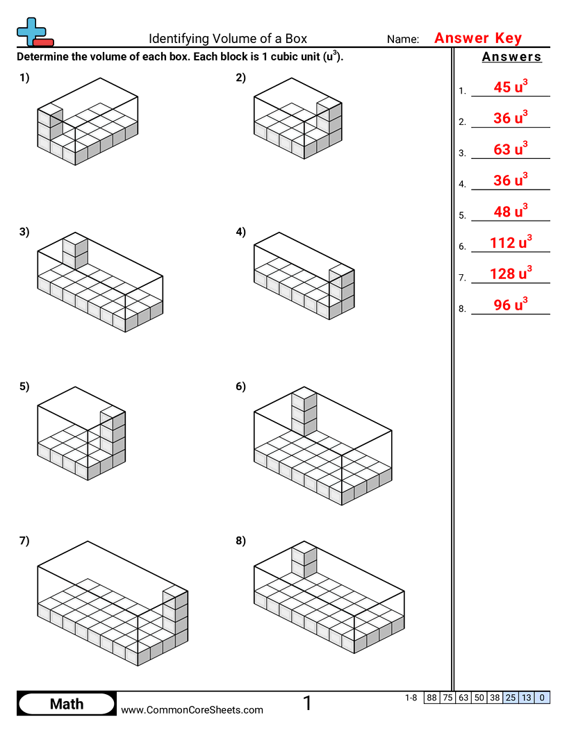 Volume Worksheets