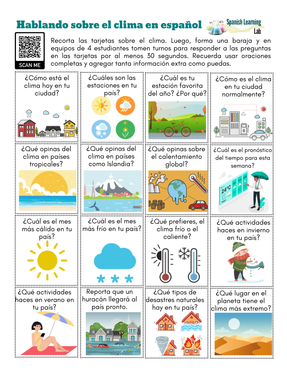 Weather Conversation Cards In Spanish PDF Worksheet Spanish Learning Lab Having A Phone Conversation In Spanish PDF Worksheet Spanish Learning Lab